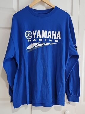 🏁 Yamaha Racing Long Sleeve Tee | Size XL | Blue Graphic Logo Moto Style